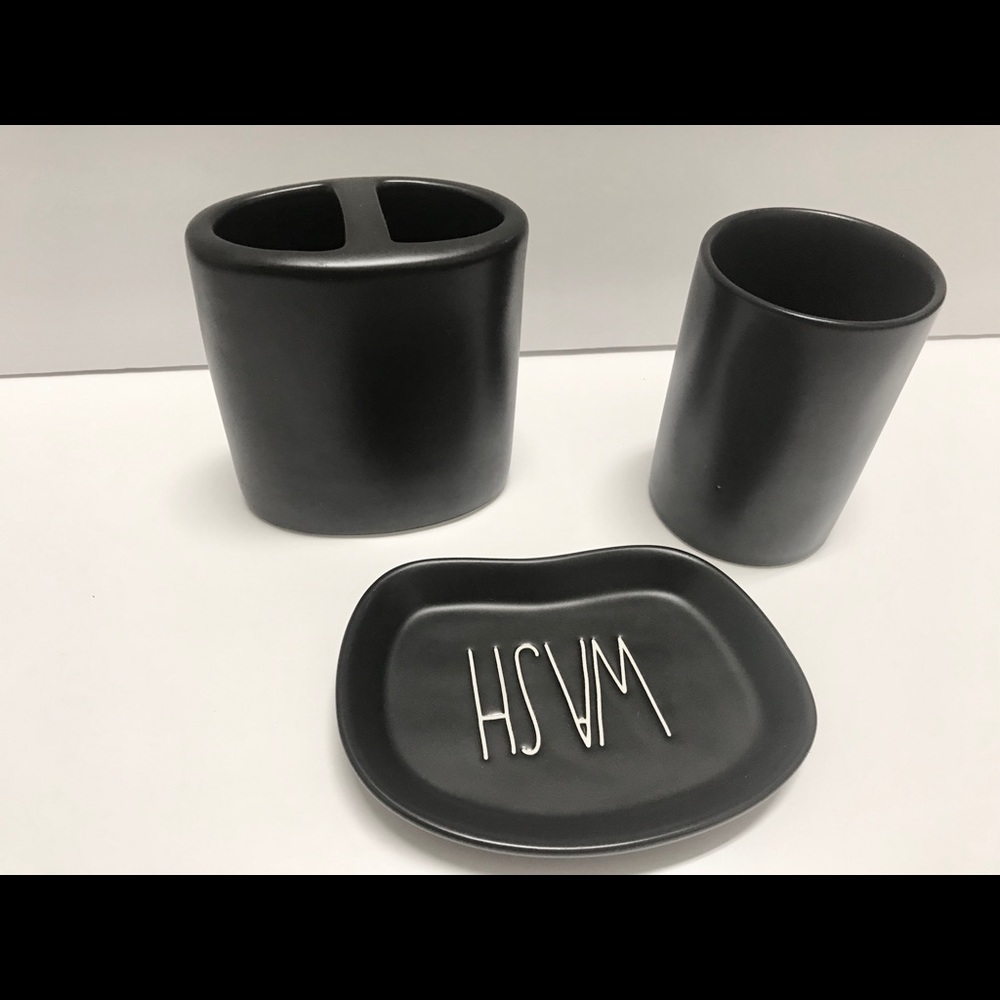 🆕 🖤 🎉HP🎉New Rae Dunn Black Collection 3pc Set - Picture 8 of 8